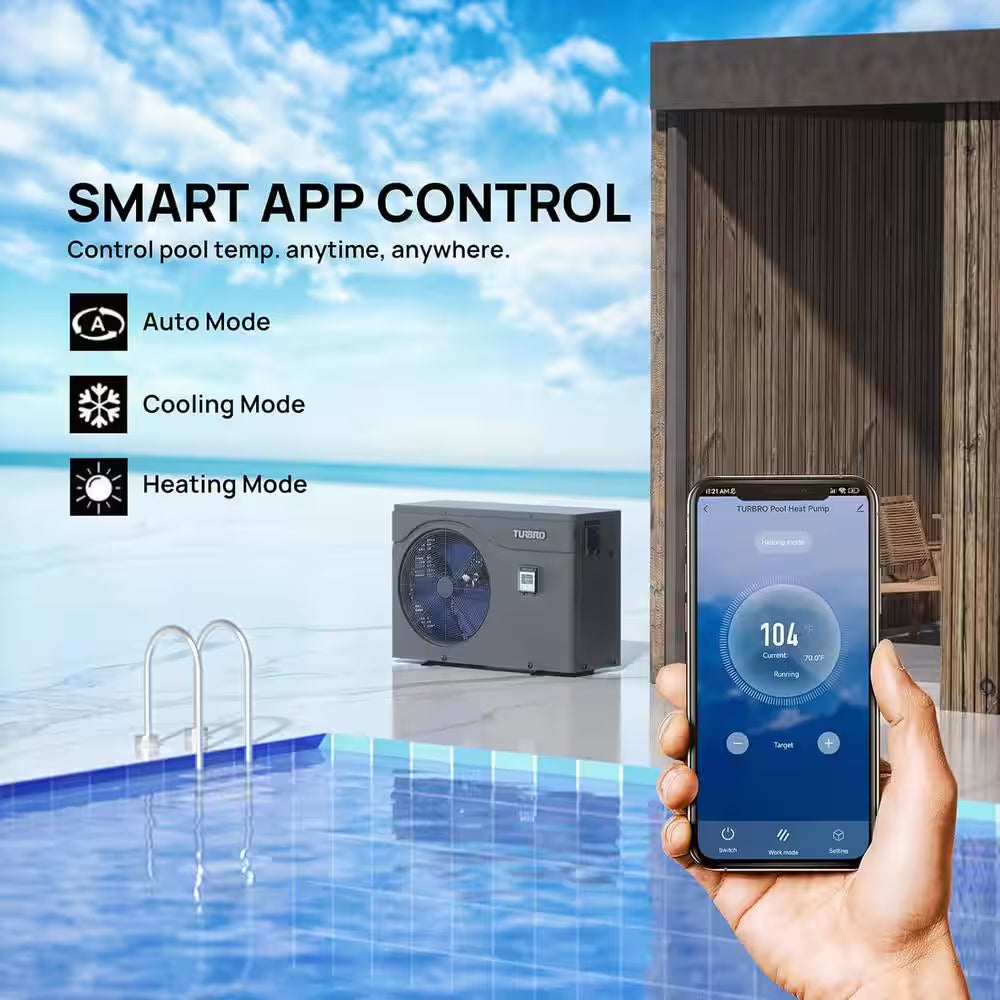 75,000 BTU Inverter Swimming Pool Heat Pump for above and in Ground Pools and Spas, All Electric Heater, Beluga B75V