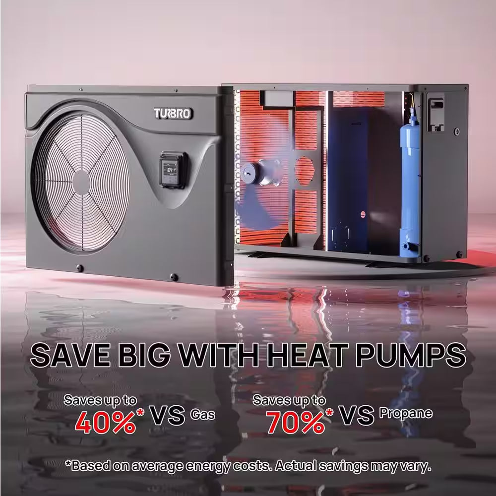 75,000 BTU Inverter Swimming Pool Heat Pump for above and in Ground Pools and Spas, All Electric Heater, Beluga B75V